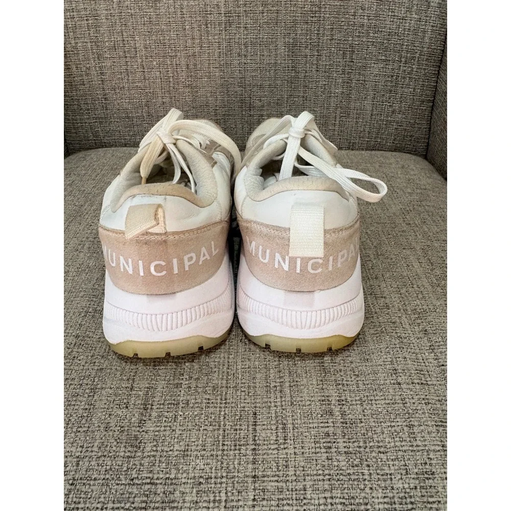 Municipal Origin Mens Sneakers Cream Tan Low Top Mesh Suede Trainers Sz 11.5
